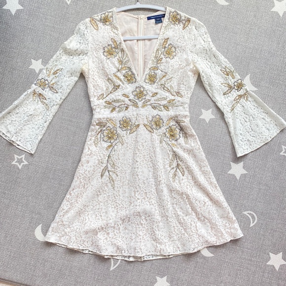 French Connection - Lace/Beads White Dress - Picture 1 of 5